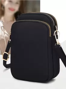 1 Túi đeo chéo mini thời trang thường ngày có túi vải đựng điện thoại, ví đựng tiền xu theo chiều dọc, ví thể thao có giắc cắm tai nghe, dây đeo vai có thể điều chỉnh cho thanh thiếu niên, du lịch, trở lại trường, quà tặng - A - Xem 4