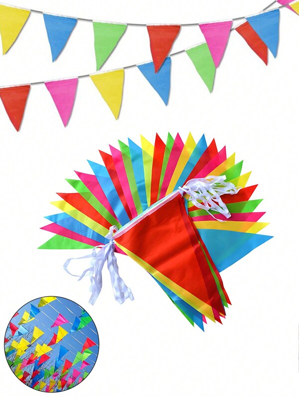 Guirlande de drapeaux triangulaires multicolores de 80 m pour mariage / Saint-Valentin / fête / jardin / événement pour la décoration