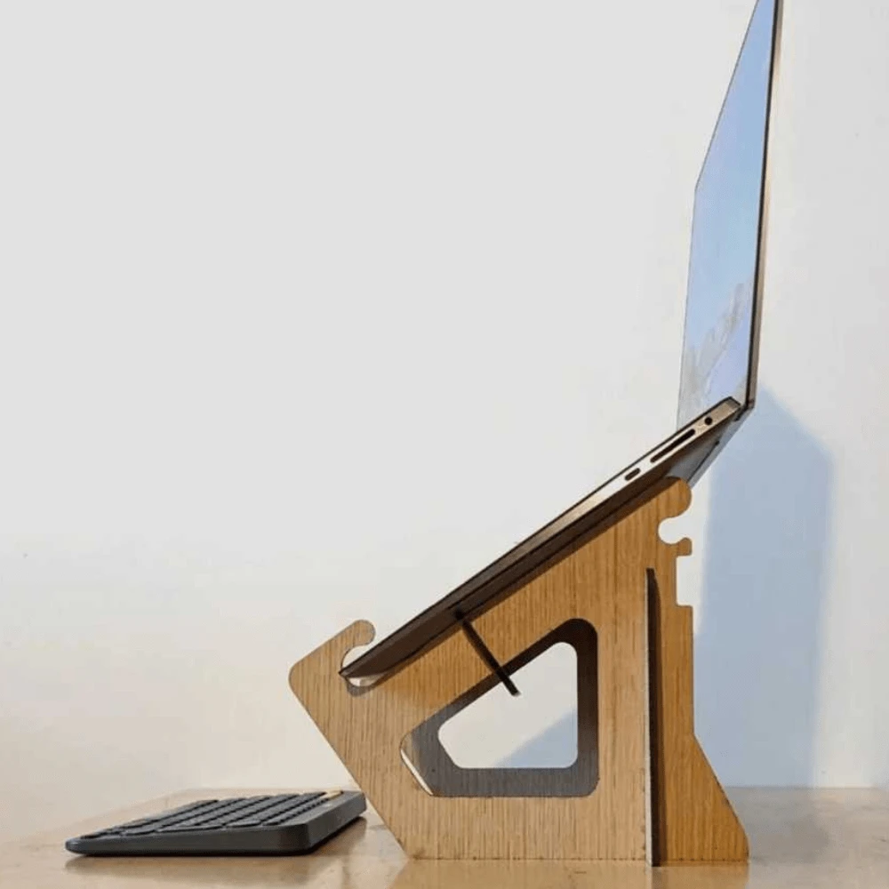 Suporte Notebook Madeira Mdf Desmontável Para Escritório Mesa - Bege - Visão 1