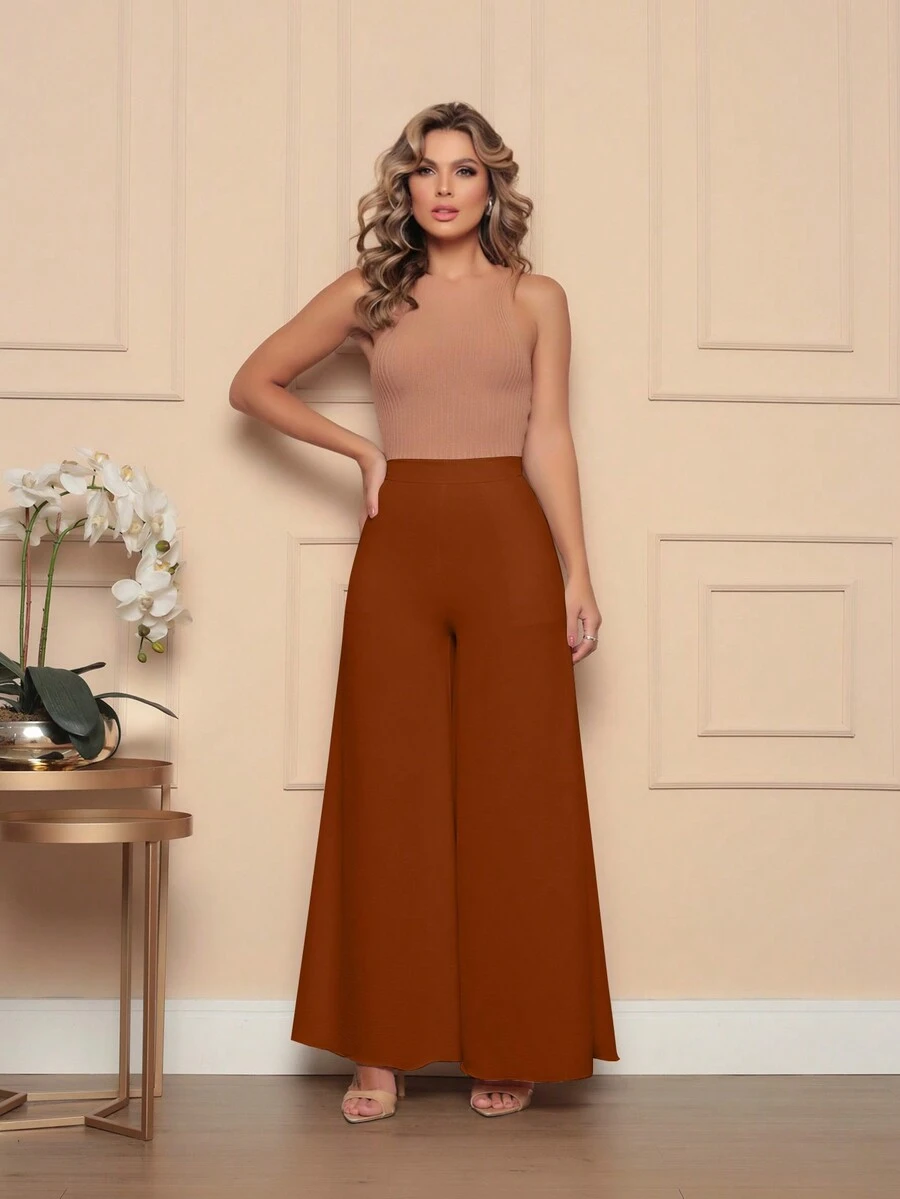 Women Pants - Rust Brown - View 1