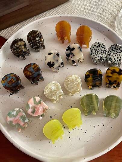 2 件/套迷你醋酸纤维发夹圆形几何发夹简约可爱甜美发夹侧夹女士发饰，多巴胺发夹发夹发夹发夹秋冬度假装女士