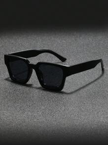 1 Pair Men's Square Retro Vintage Fashion Glasses, Fashionable And Suitable For Driving, Outdoor Travel, Street Photography, Etc. - Grey - View 3