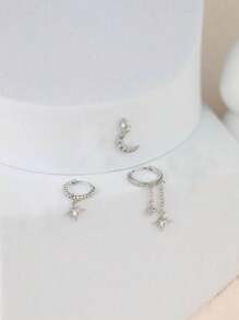 3pieces  Small  Hoop Earrings Set For Women,  Tiny Lightweight Cubic Zirconia Cuff Huggie Earrings Cartilage Earring Piercing Jewelry For Women Girls