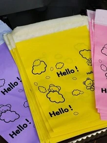50pcs Cute Cartoon Bear Printed Waterproof Self-Adhesive Plastic Express Bags, Suitable For Packing Aircraft Boxes - Yellow - View 4