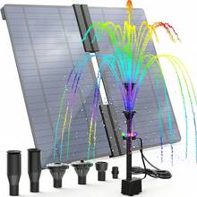 20W Solar Water Fountain Built-In 2500mAh Battery, Solar Water Pump With Colorful LED Lights, Solar Powered Fountain Pump For Garden, Pond And DIY Water Features - Black - View 1