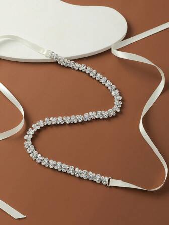 1pc Women's Elegant Rhinestone Inlaid Glass Waist Chain/Belt, Suitable For Wedding, Party & Events