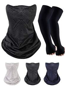 頭戴式頭巾、面罩和臂套，運動頭巾頭包臉巾口罩頸部保暖面罩護眼罩 - 面罩+臂袖 - 查看 12