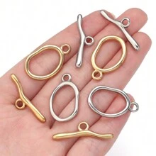1set Stainless Steel Wave-Shaped OT Clasp Set, Minimalist OT Connector Clasp For Bracelets/Necklaces DIY Jewelry Making