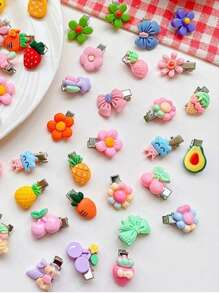 30 peças Grampos de Cabelo de Resina Coloridos e Fofos Aleatórios Para Meninas