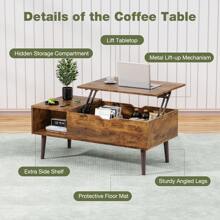 Sweetcrispy 2 Colors Lift Top Coffee Table For Living Room Adjustable Shelf And Storage Compartment Coffee Table - màu nâu - Xem 8