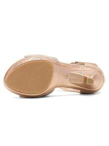 Girls Sandals Girls Low Heel Dress Pump Ankle T Strap Flower Shoes Toddler/Little Kid/Big Kid - 金色 - 查看 7