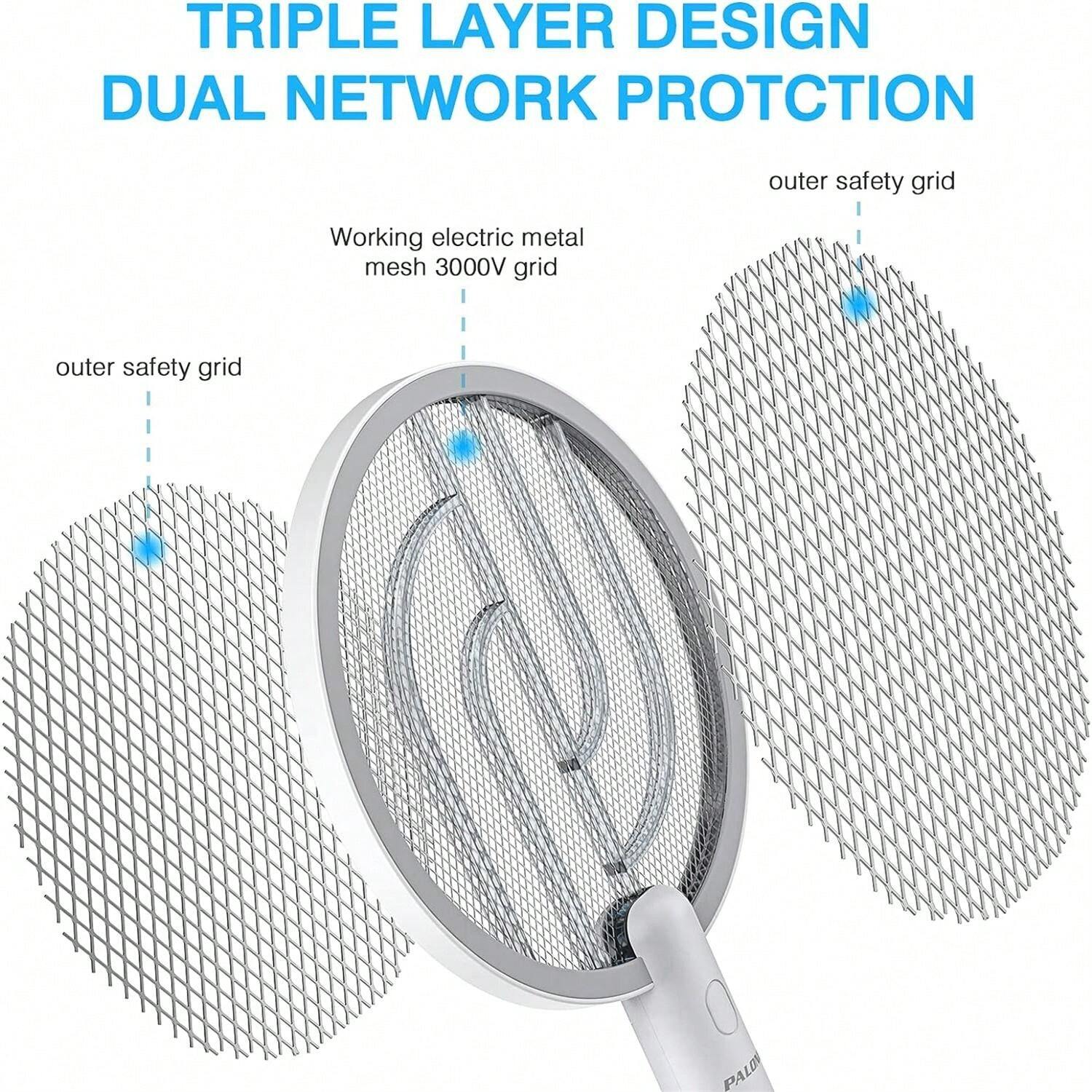 Electric USB Fly Swatter Bug Zapper Racket 2 In 1 Fly Swatter Mosquito