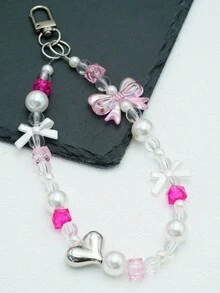1pc Bow Pearl Beaded Decor Chain For Bags, Phones, Keychains - Bow - View 8