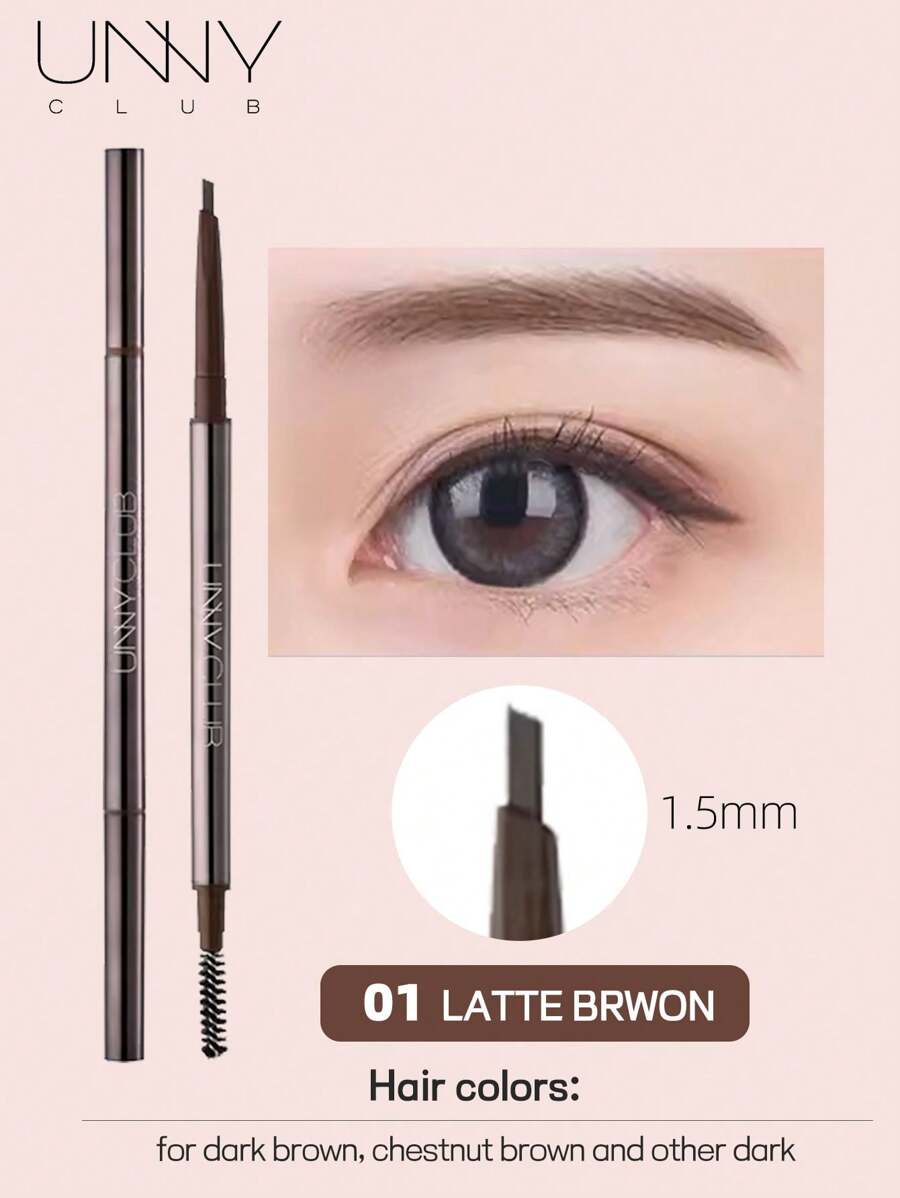 unny club Dual-Sided EyeBrow Pencil, 1.5mm Fine Tip, Shapes, Defines, Fills Brow Makeup, With Brush, Long-Lasting, Waterproof And Sweatproof