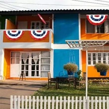 5 Stücke USA patriotische Faltfahne - 3 x 1,5 Ft amerikanische US-Flagge Wimpelgirlande, Dekoration zum Gedenktag, Unabhängigkeitstag und Tag der Arbeit