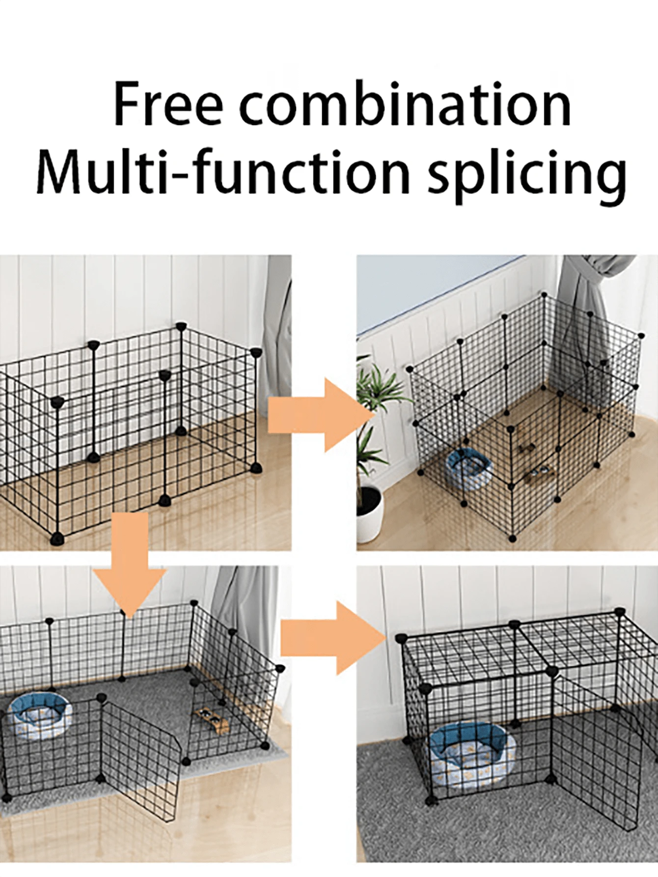 Assembly Pet Cage 6 Wire Mesh 8 Buttons, Free Combination, Cat Cage