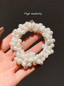1/2/3/7pcs Women's Colorful Faux Pearl Fashionable Hair Ties Pink Accessories Ponytail Holders Hair Elastics Hair Rubber Bands Scrunchies Hair Rope Elastic Hair Tie Head Accessories Elastic Band Beauty Home Hair Accessories - Multicolor - View 19