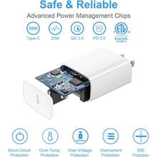快速充电 iPhone 15 充电器，20W USB C 快速壁式充电器兼容 iPad，带 6 英尺（约 1.8 米）尼龙编织长充电线 C 型至 C 型线，兼容 iPhone 15/15 Plus/15 Pro/15 Pro Max/iPad 10/iPad Mini 6/iPad Air 5/iPad Pro/AirPods Pro - 美規A型插(110-127V) - 查看 2