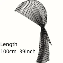 Elegant Black Rhinestone Hair Wrap | Breathable Comfort Elastic | Fashionable Head Scarf For Parties And Music Festivals - Black - View 6