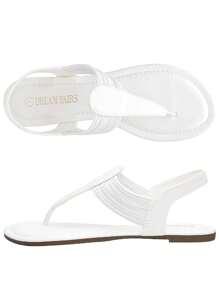 Women's Elastic Strappy String Thong Ankle Strap Summer Gladiator Sandals Valentines - 白色 - 查看 4