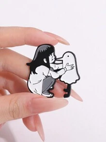 1-4 piezas Broche de esmalte creativo y lindo de niña pequeña con pájaro sin alas, divertido dibujo animado blanco y negro, Yin-Yang, prendedores de pájaro de chismes, accesorios de insignia, decoración de sombrero y mochila, regalos de joyería para amigos, accesorios de vestir diarios, pasador de encanto para ropa, bolsa, escuela, oficina, camisas, chaquetas, Navidad, Halloween