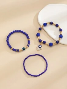 Fashionable Evil Eye Exaggerated Design Anklet Set, Versatile Personality Accessory, Summer