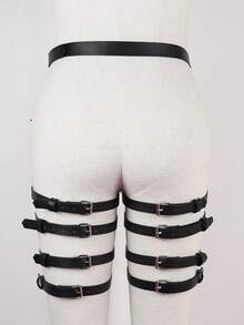 1pc Leather Hip Harness Women Sexy Lingerie Accessory Adjustable Thigh Wasit Belt Garters Strap Lady - Black - View 7