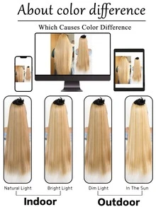 16 Inch To 28 Inch Long Straight Synthetic Hairpieces V-Shaped Hair Extension Half Wig Clip-In Hair Extensions For Women Daily Use - Multicolor - View 8