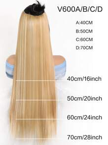 16 Inch To 28 Inch Long Straight Synthetic Hairpieces V-Shaped Hair Extension Half Wig Clip-In Hair Extensions For Women Daily Use - Multicolor - View 4