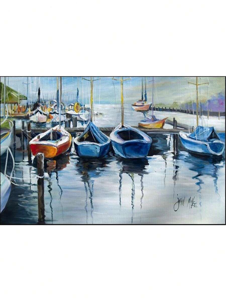 Carolines Treasures JMK1311HRM2858 Sailboats Waiting At The Dock Indoor & Outdoor Runner Mat- 28 X 58 In. - 彩色 - 查看 1