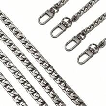Metal Flat Chain Strap, Wallet Chain, Shoulder Bag Strap Replacement Chain Accessory - Black - View 8