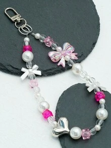1pc Bow Pearl Beaded Decor Chain For Bags, Phones, Keychains - Bow - View 3