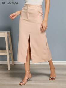 Women Skirts - 米色 - 查看 5