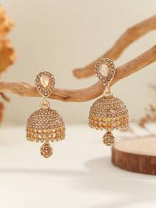 1 对时尚耳环，镶嵌水钻，经典心形吊坠，优雅耳饰，适合女性日常、节日、婚礼和派对佩戴 - 多色 - 查看 3