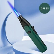 1300℃ Jet Flame Gas Lighter 360 Degree Inverted Turbo Torch Lighter Refillable Butane Kitchen BBQ Ignition Gun Windproof Lighter Black No Butane Gas Plastic Material - Green - View 2