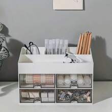 1pc Desk Storage Box, With 2/4 Drawers, Desktop Pen Card Package Storage Box, Suitable For Desks, Cosmetic Storage Boxes, Office Supplies Desktop Accessories, Suitable For Offices, Families, Schools.