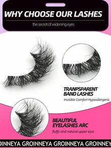 GROINNEYA 10 Pairs False Lashes Clear Band Lashes Natural Cat Eye Lashes Faux Mink Eyelashes Fluffy Soft Wispy Fake Eyelashes Makeup Tools(ZN04) - Black - View 4