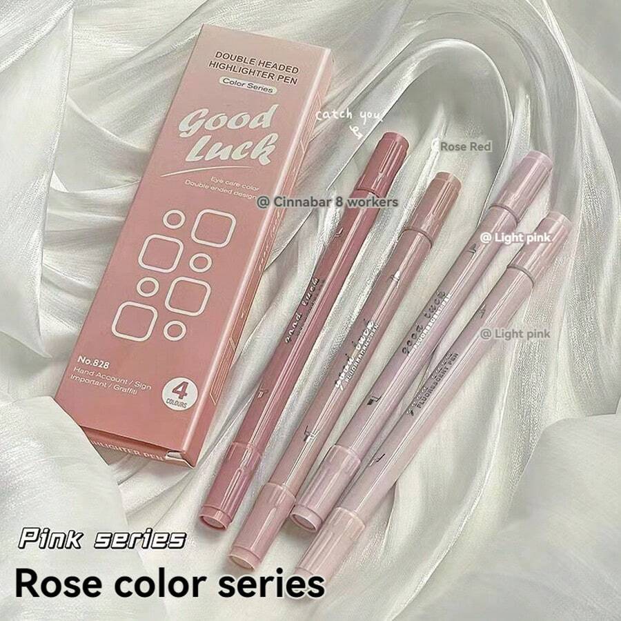 4 cái New gradient Dual Head Highlighter Pen Set Ins Giá trị thẩm mỹ cao Bút đánh dấu màu nổi bật, Ledger Bút đặc biệt - Nhiều màu - Xem 1