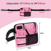 Nurse Fanny Pack With Tape Holder , Multi Compartment Medical Gear Pocket Nurse Organizer Belt Bag , Apron Hip Bag Utility Waist Pack For Stethoscopes Bandage Scissors Supplies ( Black/Pink ) - Pink - View 3