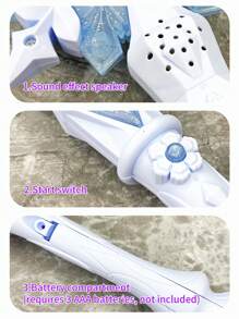 1 pieza Varita mágica de princesa para niños con forma de copo de nieve, efectos de sonido y luz de colores, regalo para niñas, accesorios de disfraz para vestirse, fiesta (batería no incluida), juguetes de sirena, disfraz de Halloween para niños, vestido de princesa para niñas, disfraz de niños, disfraz de carnaval para niños, disfraz de niños