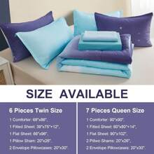 DJY 7 Pieces Comforter Sets Full Size Colorful Ombre Pink Rainbow Bedding Set Bed In A Bag  (1 Comforter, 1 Flat Sheet, 1 Fitted Sheet, 2 Pillow Shams, 2 Pillowcases),Christmas Day Gifts - 藍紫色 - 查看 7