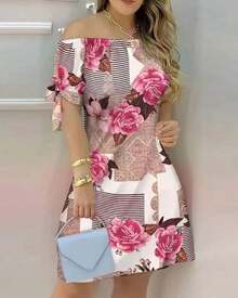 2024 vestidos estampados sexys de moda caliente para mujer - Rosa coral - Ver 2