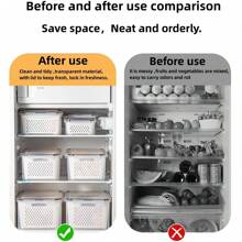 Large Fruit Storage Containers For Fridge With Vent Holes And Handle, Airtight Food Storage Containers Keep Fruits, Vegetables, Berry, Meat Fresh Longer, Fridge Storage Container Home Decor, Party Storage, Christmas Storage, New Year Storage - White - View 4