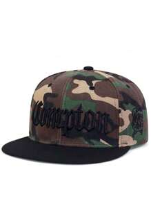 1 pieza Gorra de béisbol para hombre Compton con bordado de letras, estilo callejero de hip-hop deportivo al aire libre - camuflaje - Ver 9