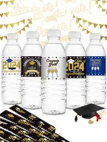 15 piezas de pegatinas decorativas para botellas de agua para la temporada de graduación de fiesta