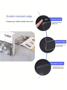 1pc Clear Bookends,Creative Decorative Book Ends Supports For Shelves,Non-Slip Book Storage Rack Stand,Book Holder For Books,CD,Video,Book Stopper For Home,Llibrary,Office. - Clear - View 8