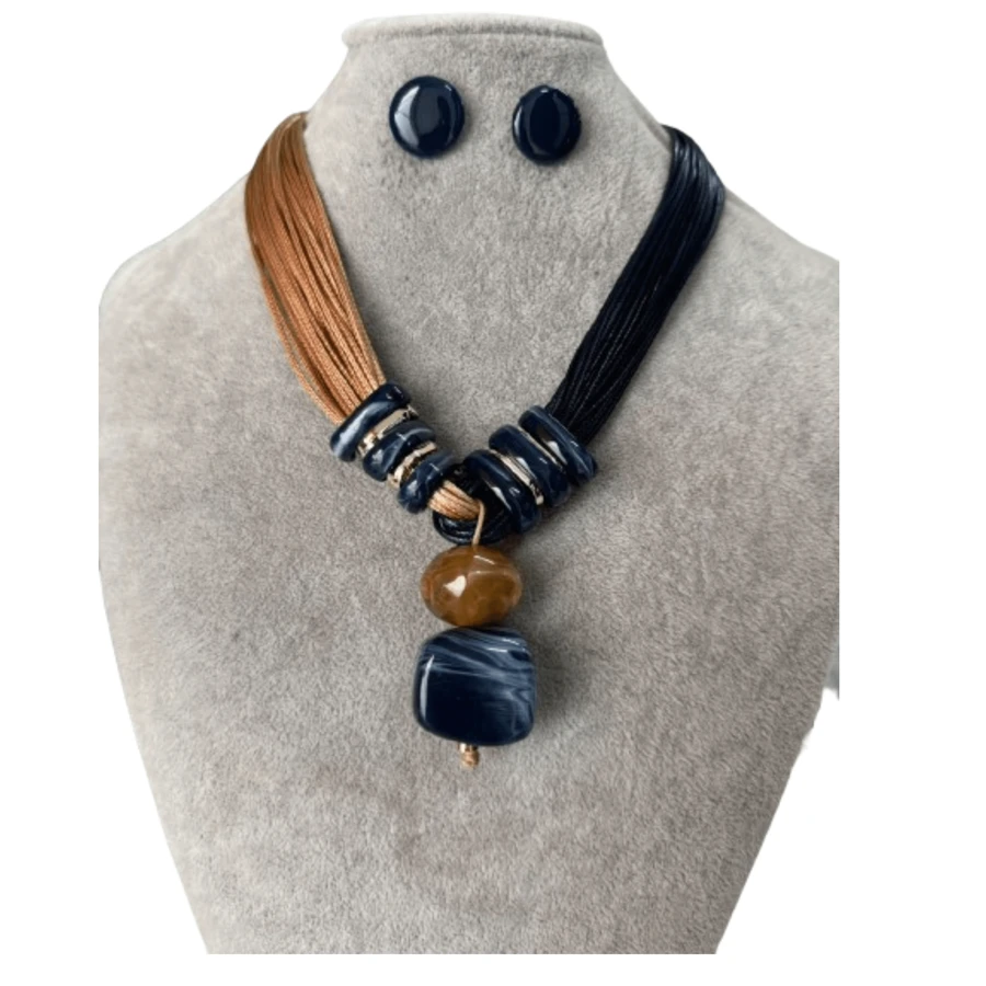 Women Bib Necklaces - 藍色 - 查看 1