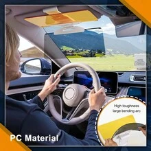 1入組汽車遮陽板，新升級PC材質+鏡片可以左右移動+無極折疊拉起模型，日夜防眩光遮陽板汽車防曬防UV遮陽板，減光抗眩光遮陽板開車眼鏡罩