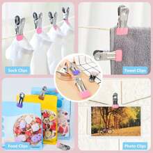 2,16 Zoll schwere Metall-Wäscheklammern 10/20/30 Packungen, Wäscheklammern für Fototrocknen, Wäscheleine, Wäsche, Socken, Beutel-Clips für Lebensmittel, Küche, Edelstahl mit Gummi, 6 Farben, Marke: Cowdro