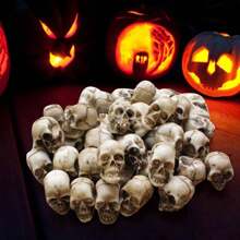 10pcs Mini Skull Figurines Halloween Skeleton Head Miniature Skulls Plastics Micro Landscape Figure Little Plastic Skulls Cake Topper Decoration For Scary Halloween Party Bar Table Vase Filler Home Decor Halloween Decor Room Decor - Multicolor - View 12
